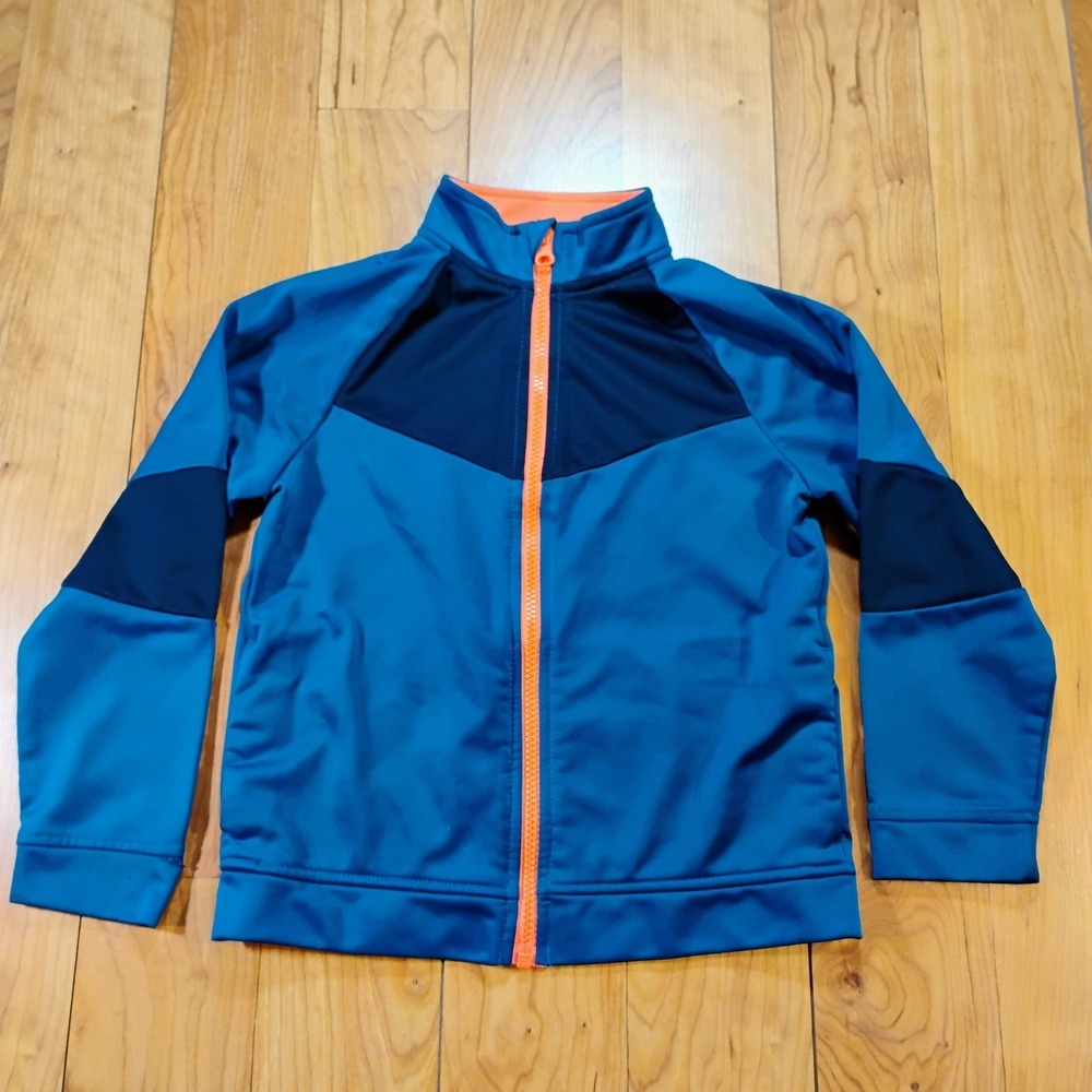Athletic Work's Boy's 6/7 Blue/Orange Full Zip Long Sleeve Athletic Jacket